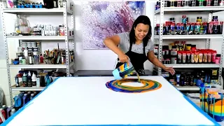 This is BIG! Crazy Colors with a Beautiful Design!  - Ring Pour Swipe - Acrylic Pouring