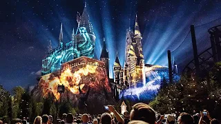 Nighttime Lights at Hogwarts Castle Harry Potter projection show, Universal Studios Orlando