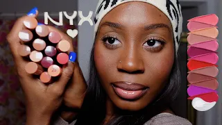 TRYING NYX BUTTER GLOSSES ON DARK SKIN.