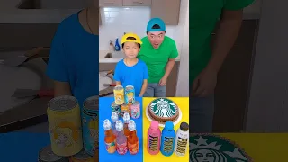 American vs Japanese drinks ice cream challenge🍨#starbucks #primedrink #funny by Ethan Funny Family