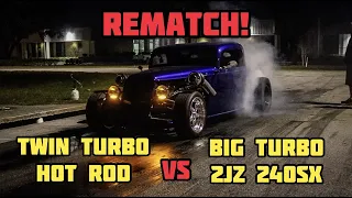 STICK SHIFT TWIN TURBO SBF FORD HOT ROD VS BIG TURBO 2JZ NISSAN 240SX S14 | C.F.RACING | 4K