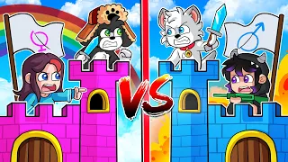 CASTILLO SEGURO DE CHICAS VS CASTILLO SEGURO DE CHICOS 🏰👩👦 MINECRAFT - CASTILLO VS CASTILLO - Alexy