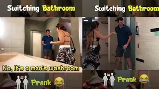 Switching Bathroom Signs Prank! 😂#money #love #versus #preference #strangers #female #noonecares