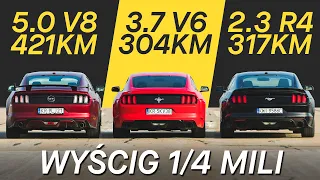 Który Mustang najszybszy? 2.3 vs 3.7 vs 5.0 - DRAG RACE