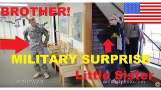 ARMY SGT. Wiederhold Suprised his little sister at School (CRY WARNING) military surprise