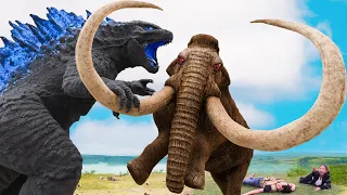 Blockbuster T-rex Chase 2023 | Godzilla Vs Mammoth | JURASSIC WORLD 4 | Dinosaur  movie | Ms.Sandy