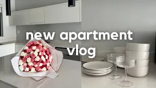 new apartment vlog: empty apartment tour, furniture shopping & unboxing
