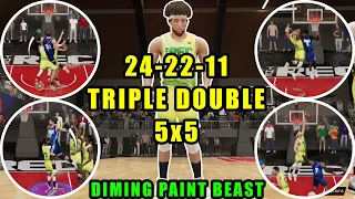 24 & 22 TRIPLE DOUBLE 5x5 STAT SHEET STUFFING REC CENTER GAMEPLAY - 7'0 DIMING PAINT BEAST NBA 2K23