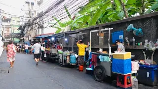 [4K] Real Thai Street Food. Market Bangkok Thailand at Petchaburi Soi 5. Local Thai People Community
