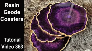Resin Geode Coasters/ Start to Finish/ Purple Puddle Technique