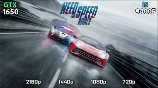 Need For Speed Rivals GTX 1650 + i5 9400F + 16GB Ram (2160p, 1440p, 1080p, 720p Ultra Settings)