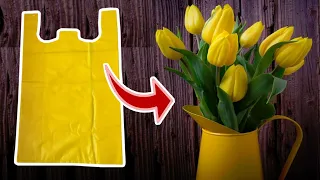 How to Make Tulip Flowers from plastic bags | flower crafts ideas
