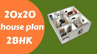 20x20 house plan 2bhk || 400 sqft house design || Small village home design