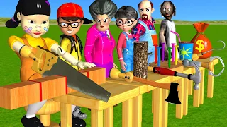 Scary Teacher 3D vs Squid Game Fake Arm and Wooden Hammer 5 Times Challenge Miss T vs Granny Loser