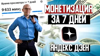 Монетизация за 7 дней на Яндекс Дзен