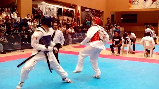 World Taekwondo Open México 2017 segundo combate, México vs Canadá, -80kg, peto rojo (Rodolfo)