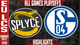 SPY vs S04 Highlights ALL GAMES | EU LCS Playoffs Quarter-Final Summer 2018 | Splyce v FC Schalke 04