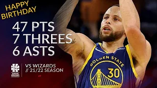 Stephen Curry 47 pts 7 threes 6 asts vs Wizards 21/22 season