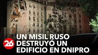 Misil ruso atacó un edificio en Dnipro