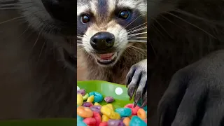 Funny Raccoon Eats Favorite Snack  short #shorts