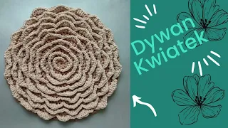 🌺Dywan Kwiatek ze sznurka bawełnianego 5mm na szydełku wzór carpet flower rug crochet pattern