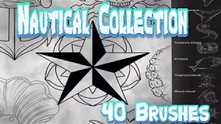 Nautical Tattoo Brush Collection Procreate 40 Brushes