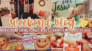 WEEKEND VLOG | mobile home cleaning motivation | shop with me | GROCERY HAUL | meal plan | FALL FUN!