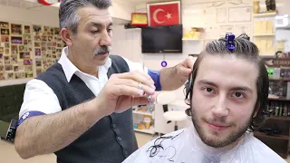 THE MOST BEAUTIFUL LONG HAIR CUT AND BEARD SHAVE WITH ASMR MUNUR ONKAN