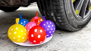 Experiment Chocolate Bars vs Car vs Colorful Water Balloons | Crushing Crunchy & Soft Things by Car!