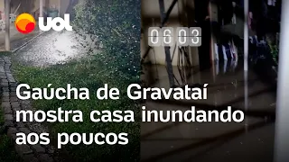 Moradora de Gravataí mostra inundação de casa aos poucos durante a manhã de hoje; veja vídeos