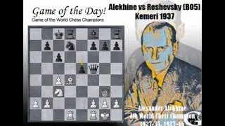 The Petite Combination / Alekhine vs Reshevsky Kemeri 1937 / 35  Rxb8+!!