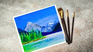 How to draw a island || easy island painting