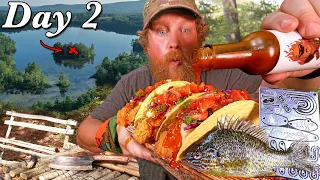 Catch and Cook With a Grim Survival Card - Day 2 of 7 Day Island Survival Challenge Maine