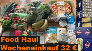 gesund und günstig einkaufen 32 € | Wocheneinkauf 1 Person, Gratisprodukte, Foodhaul sparsam