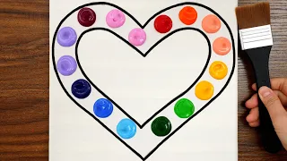 Rainbow Heart Acrylic Painting / Easy Painting Step By Step / Satisfying ASMR Art (1317)