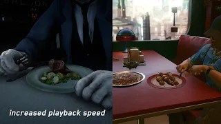 NPC eating in Cyberpunk 2077 vs RDR2