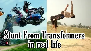 Stunts From Transformers in Real life  Hollywood movie (parkour, Flips and Tricks)