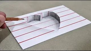 how to draw 3d heart on paper for beginners