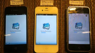 Speed test : iPhone 4s (iOS 8.1, iOS 7.1.2), iPhone 2g (iOS 3.1.3)