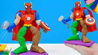 DIY Superhéroe hombre araña mezcló Hulk, Capitán América, Ironman, superhombre con arcilla
