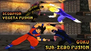 Goku and Sub-Zero FUSION vs Vegeta and Scorpion Fusion | MORTAL KOMBAT DBZ | DBZ Tenkaichi 3 (MOD)