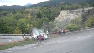 Criterium des cevennes 2010, commissaire sauvé par un poteau !!!