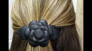 Как сделать заколку для волос, из кожи. Хендмейд.How to make a hair clip from leather. Hand made.