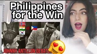 1954 Debate pt2: Johnny Antillon (Philippines) vs Korea, India, Norway. Subject: Communism Reaction