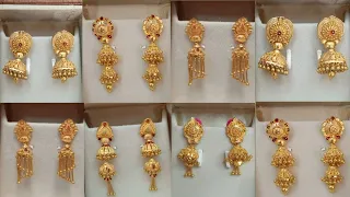 सोने का डबल झूल Jhumka की Designs मात्र 7.5 ग्राम में // Latest Gold Jhumki Designs