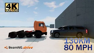 Head-on collision Cadillac Escalade vs Kamaz 130km 80mph [BeamNG.drive - Extreme Car Crashes]