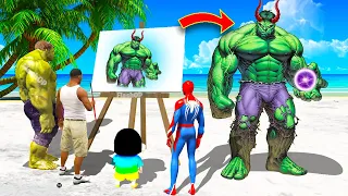 GTA 5 | GTA5 BUT WHATEVER DEMON GOD HULK SHINCHAN, FRANKLIN & IRON MAN DRAWS COMES TO REAL LIFE