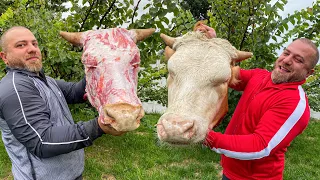 I cook Stewed BEEF HEAD for 6 hours! Healthy food from the village