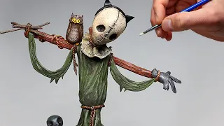 I Made a Spooky Scarecrow Diorama! Polymer Clay Halloween Timelapse Tutorial