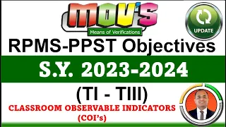 T1-T3 RPMS Objectives (Classroom Observable Indicators) for S.Y. 2023-2024